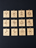Celestial Zodiac Wood Keychain