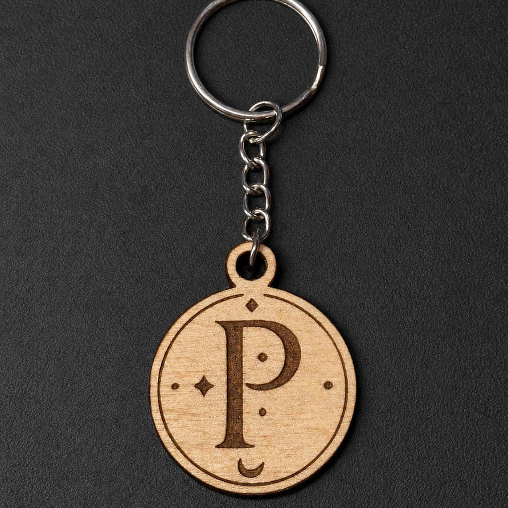 Celestial-Inspired Wood Keychains