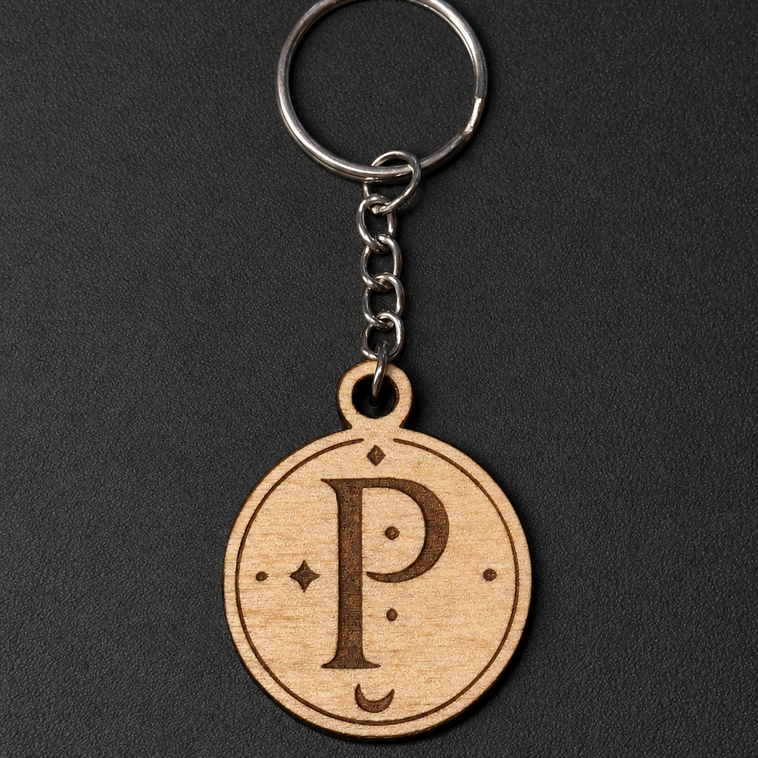 Celestial-Inspired Wood Keychains