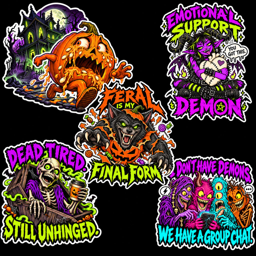 Frightfully Unhinged — Halloween Sticker Pack