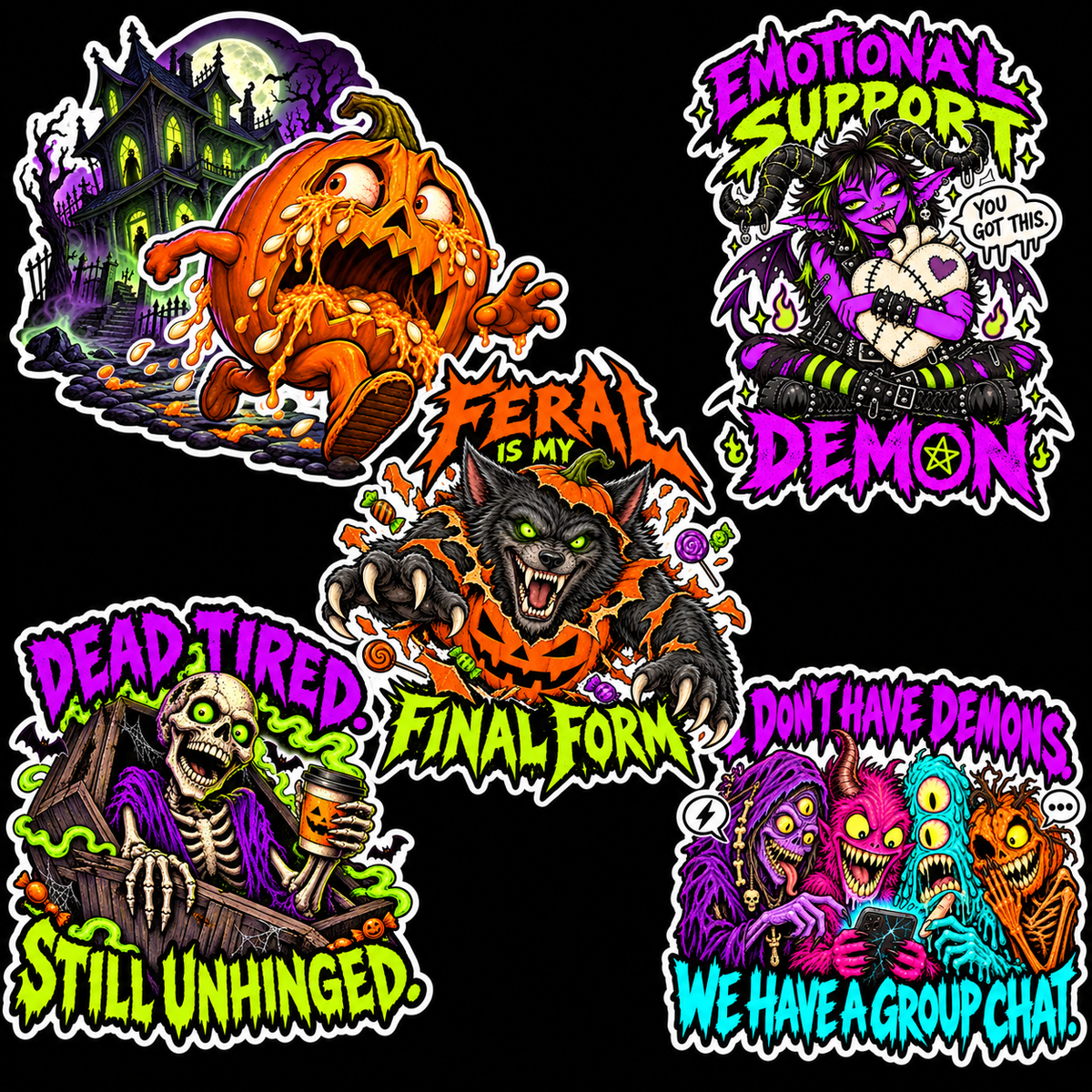 Frightfully Unhinged — Halloween Sticker Pack